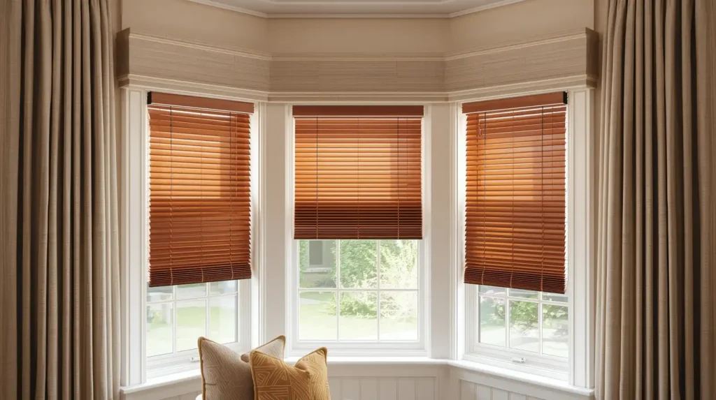 Wood and Faux Wood Blinds for Bay Windows